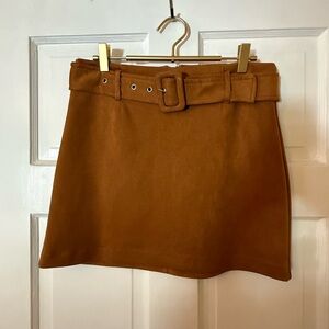 Elegant Brown Mini Skirt with Belt